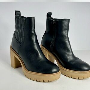 Dolce Vita “Caster H2O” Waterproof Black Leather Ankle Boots, 7.5